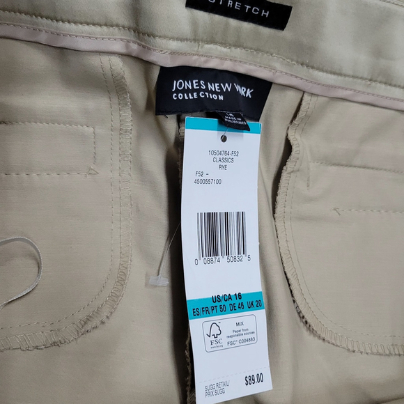 Jones New York Collection Stretch Classic Pants 16 Women Waist 38" Inseam 27.5" - Picture 5 of 8